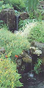 Prachtige waterval in een grote Engelse tuin.